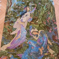تابلوفرش استاد فرشچیان چله و گل ابریشم رج ۵۰