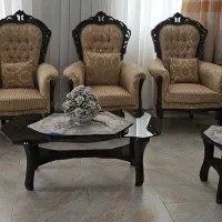 سرویس مبل تمام چوب استیل و بوفه