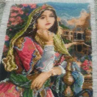تابلو فرش دستباف ابریشم دار دخترقاجار