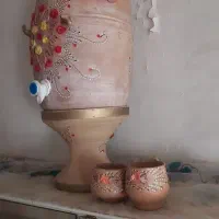 کلمن سفالی با لیوان