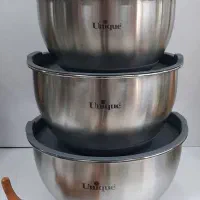 لگن ۴ پارچه استیل درب دار یونیک اصلی