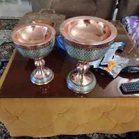 سنگاب برنز مسی خاتم کاری دست