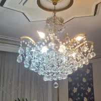 لوستر کریستالی طلایی ۸ شاخه