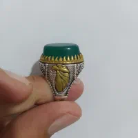 انگشتر نقره عقیق سبز نقش دار