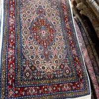 فرش ماهی گل ابریشم سراسر و ترنج دار آکبند