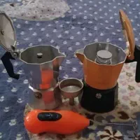 دوعدد قهوه جوش واسپرسو ساز دستی سوپاپ دار با همزن
