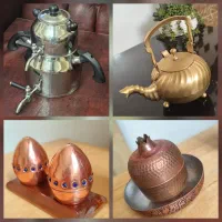 کتری و قوری و ظروف مسی