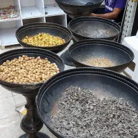 استند شیشه ای و mdf آجیل تخمه و جام آجیل و تابلو