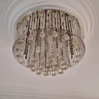 لوستر کریستالی گرد ۶  شاخه ریموت دار