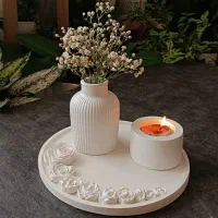ست ۳ تکه دکوراتیو سنگ مصنوعی مدل رز سفید (نو)