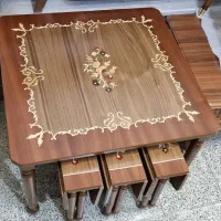 عسلی جلو مبلی پایه چوب معرق مربع چوبی