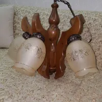 لوستر چوبی ۵ شاخه نو|لوستر و چراغ آویز|رشت, یخسازی|دیوار