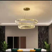 لوسترکریستال مدرن دوحلقه و تک حلقه نقره ای و طلایی