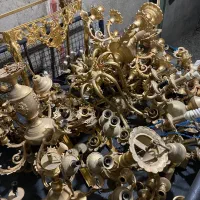 فروش و ‌‌خریدار لوستر برنزی اینه شمعدان ابکاری طلا