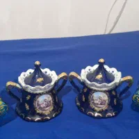 چراغ گرد سوز جفت نو و قندان سرمه ای جفت نو