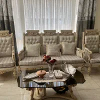 مبل استیل ۹ نفره با نهارخوری ۸ نفره چوب راش