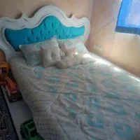 تخت دونفره سفید ابی بدون روتختی