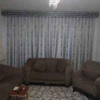 پرده حریر و کناره پارچه مخمل