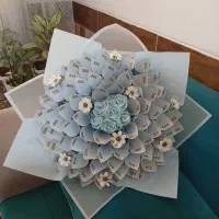 دسته گل با پول برای هدیه  بوکت گل مصنوعی روبان