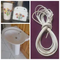 روشویی مروارید.کابل سیم انتن.ست جاصابونی و لیوان