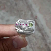 انگشتر تاج نقره دو عدد