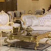 مبل ۹ نفره راش(ورق طلا) و نهارخوری ۸ نفره
