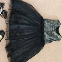 پیراهن مجلسی دخترانه به همراه کفش وگل سر