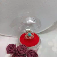 انگشتر نقره ملیله اصفهان نگین فیروزه متبرک کد۱۰۹