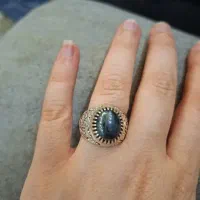 انگشتر نوی نو نقره حک عیار سنگ حدید