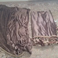 والون پرده یراق دوردوزی شده ۲ تیکه پرده آشپزخانه