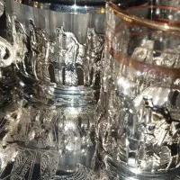 سینی و استکان آبکاری سیلور (نو)