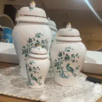 ست جینجر جار سرامیکی لبه طلایی