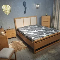 سرویس خواب مدل .تخت خواب چوبی .تخت لمسه