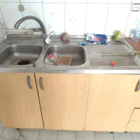شیرآلات سرویس و سینک به همراه شیر و کابینت و سیفون