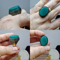 انگشتر نقره روس عقیق سبز ناب معدنی