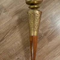 شمعدان چوب و برنج مراکشی ۵۰ سانتی