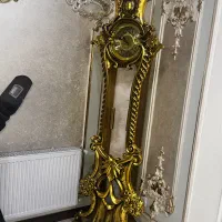 ست کنسول ساعت چوب تمام ورق طلا