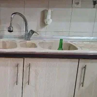 سینک گرانیتی سه لگنه کرم همراه شیر