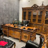 مبلمان اداری کلاسیک میزمدیریت ۲۶۰کتابخانه ۲۸۰فندقی