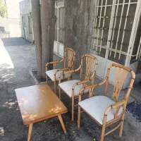 صندلی با میز چوبی ۳عدد با میز