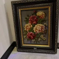 تابلو فرش دست بافت گل ابریشم