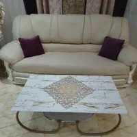 مبلمان راحتی کرم رنگ ،چرم اعلا و با کیفیت