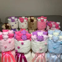 بوکت دسته گل عروسک خرسی باکس تولد‌ نوزادی سیسمونی