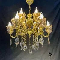 لوستر برنجی پنج شاخه ده شعله
