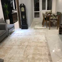 دو تخته فرش مدرن ماشینی-۴ و ۶ متری نخ بامبو کرم‌بژ