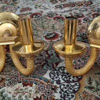 ۲عدد دیوارکوب دوشعله برقی برنزی - آب طلا قدیمی