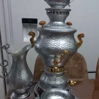 ست ۵ پارچه سماور گازی ۴ لیتری با دسته و شیر برنجی
