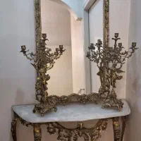آیینه و شمعدان و کنسول  برنز یا برنجی شیک و سنگین