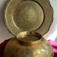 کاسه و بشقاب قدیمی برنجی سایز بزرگ