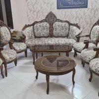 مبل استیل ۹ نفره با دو میز پذیرایی